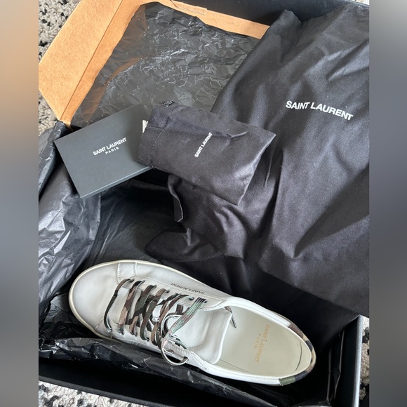 SAINT LAURENT 38.5/8.5 Andy Leather Sneakers Camo - Picture 3 of 5